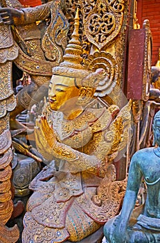 The sculpture of praying Nat deity, Mandalay, Myanmar