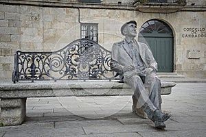 Sculpture of Ramon Cabanillas in Cambados, Rias Bajas, Pontevedra, Galicia, Spain