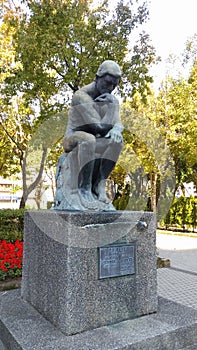 A sculpture replica, The Thinker