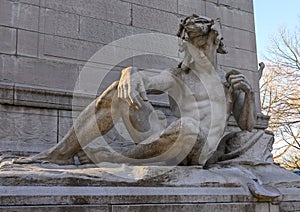 Sculpture representing Pacific Ocean at the base of the Maine Monument, New York City