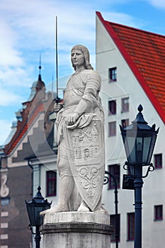 Sculpture of Roland in the Town Hall Square in Riga