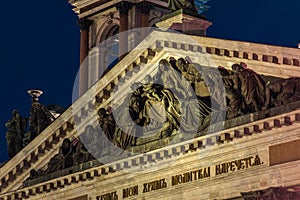 Sculpture on the roof of the st.Isaac cathedral in St. Petersburg