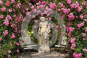 A sculpture in a rose garden in Baden-Baden