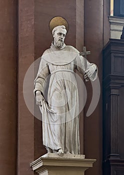 Sculpture of Saint Francis in the Basilica of Saint Petronius in Bologn, Italy.