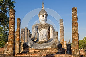 Sculpture of a seated Buddh. Sukhothai