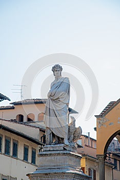 Sculpture in the squire Florence, Tuscany and blue sky in background,