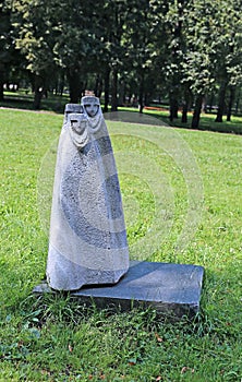 Sculpture of stone eastern woman in a Yanka Kupala park