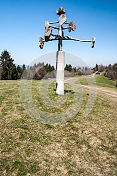 Sculpture of stone tree with berries in Javorniky mountains in Slovakia