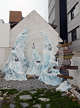 Sculpture on the street of Ushuaia.
