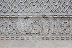 Sculpture symbols on the exterior wall of an orthodox church