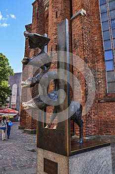 Sculpture the Town Musicians of Bremen in old tow. It is the most popular monument in Riga