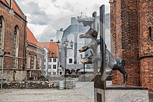 Sculpture of the Town Musicians of Bremen in Riga, Latvia.