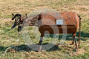 Sculpture of the Two-Headed Sheep as a Symbol of GMOs Genetically modified organisms