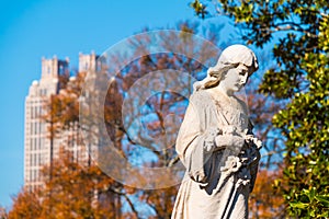 Sculpture of Virgin Mary on Oakland Cemetery, Atlanta, USA