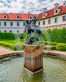 Sculpture in Wallenstein gardens in Mala Strana, Prague, Czech Republic