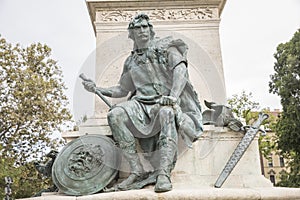 Sculpture of the warrior in Budapest