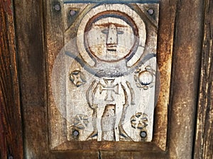 Sculpture in wood on the Maramures gate