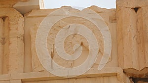 Sculptured decoration of metope detail on Parthenon frieze, ancient temple