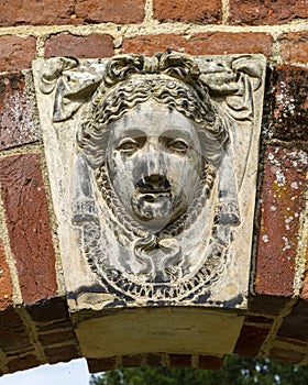 Sculptured Detail in Bridge End Garden in Saffron Walden, Essex