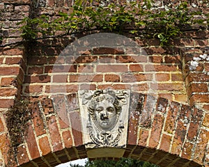 Sculptured Detail in Bridge End Garden in Saffron Walden, Essex