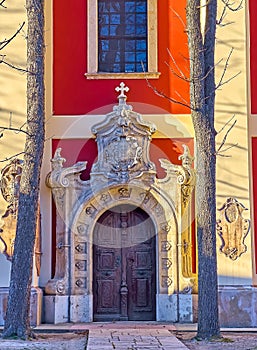 The sculptured door of Belgrade Cathedral, Szentendre, Hungary