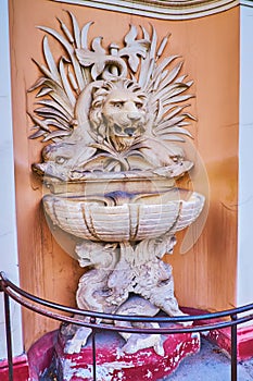 The sculptured fountain of the Ship House, Chernivtsi, Ukraine