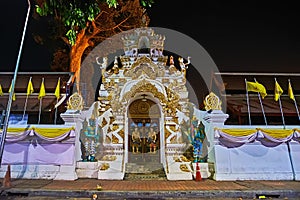 The sculptured gate of Wat Chedi Luang, Chiang Mai, Thailand