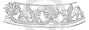 Sculptured Ornamental Border from the Ruins of Nineveh vintage illustration photo