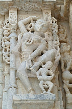 Sculptures of apsara exterior of Ranakpur