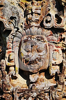 Sculptures in Archeological park in Copan ruinas photo