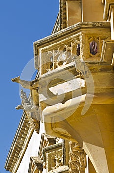 Sculptures on balcony, Malta