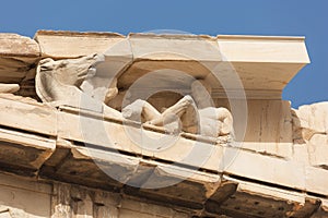 Sculptures in detail in the pediment of the Parthenon