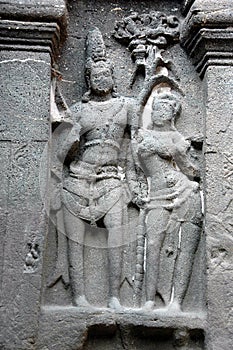 Sculptures at Ellora Caves