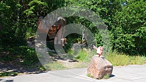 Sculptures at the entrance of Troll park Garpes Vanner in Gamleby, Sweden