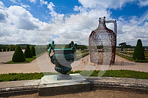 Sculptures in garden of Versailles Palace.