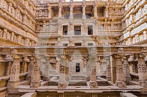 Sculptures of god and goddesses at Rani ki vav in Patan, Gujarat