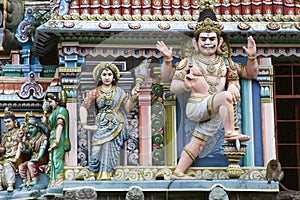 Sculptures of hinduist temple in South India