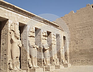 Sculptures at Medinet Habu, Luxor, Egypt photo