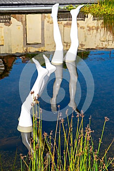 Sculptures in Millrace in Pilsen, Czech republic. Muehlgraben in Pilsen, Tschechien photo