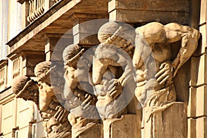 Sculptures on old building