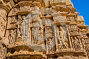 Sculptures on outer wall of Modhera Sun Temple