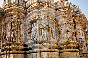 Sculptures on outer wall of Modhera Sun Temple