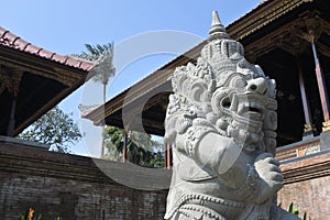 Sculptures outside Ubud Palace Puri Saren Agung Bali Indonesia