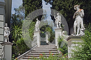 The sculptures in the park of Achilleion in Gastouri, Corfu, Greece photo