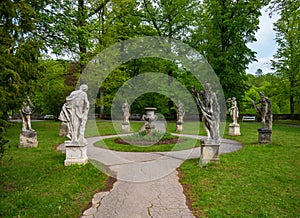 Sculptures in park of Konopiste castle near Prague, Benesov, Czech republic