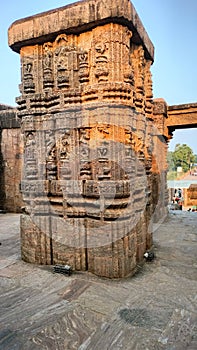 Sculptures from the Pillars of Natya Mandapa from the Konark Sun Temple, Odisha - A UNESCO World Heritage Site. photo