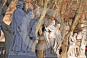 Sculptures at Plaza de Oriente in Madrid Spain photo