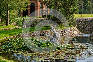 Sculptures in pond