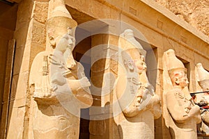 Sculptures of queen Hatshepsut at her temple  Egypt
