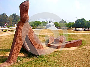 Sculptures of Relaxation and Mermaid at Shankumugham Beach, Thiruvananthapuram, Kerala, India